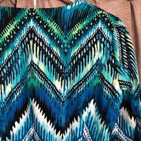 Chico’s Blue Watercolor Open Front Blazer - Picture 11 of 13